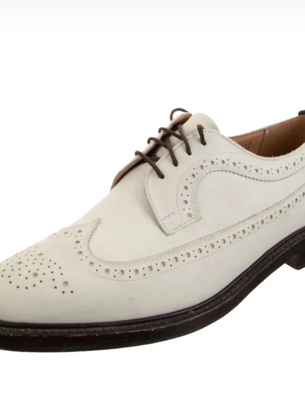 Thom Browne White Brogue Derby with Brown Laces